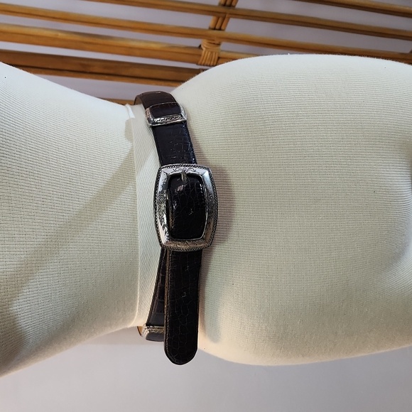 Brighton Accessories - Vintage Brighton black leather and silver details belt hinged 30-33" waist